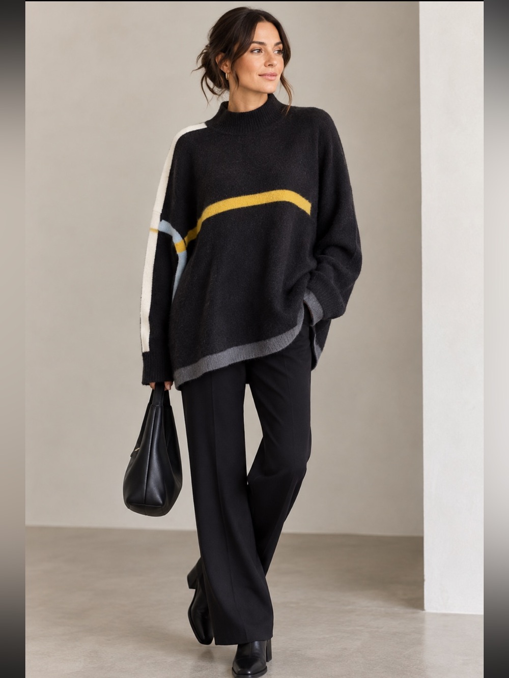 Cop Copine Oversized Colorblock Knit Sweater M